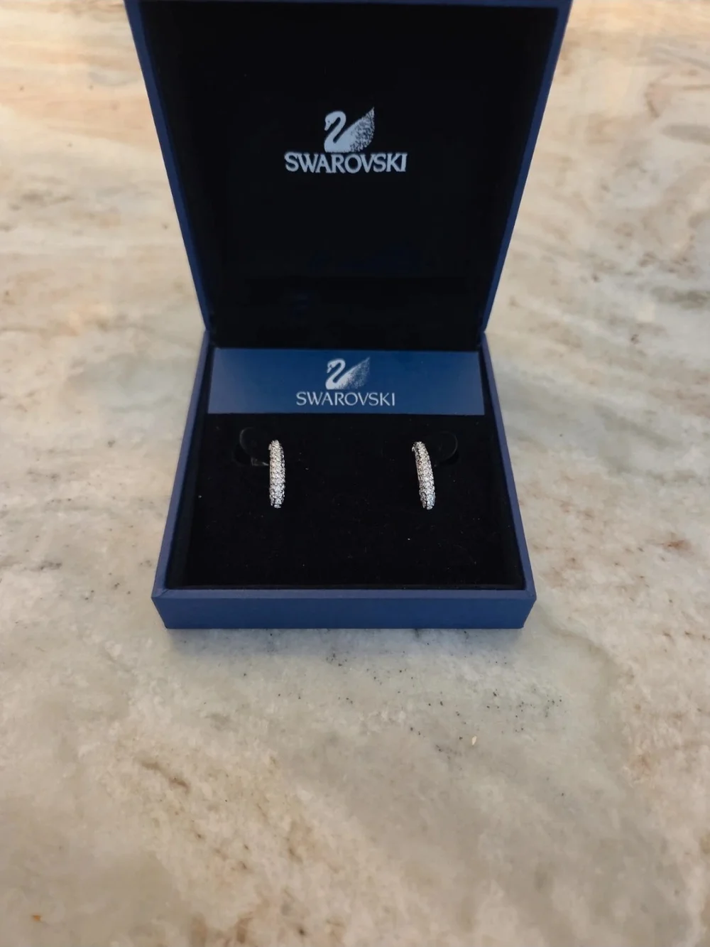 Swarovski Pavé Crystal Mini Hoop Earrings in Silver